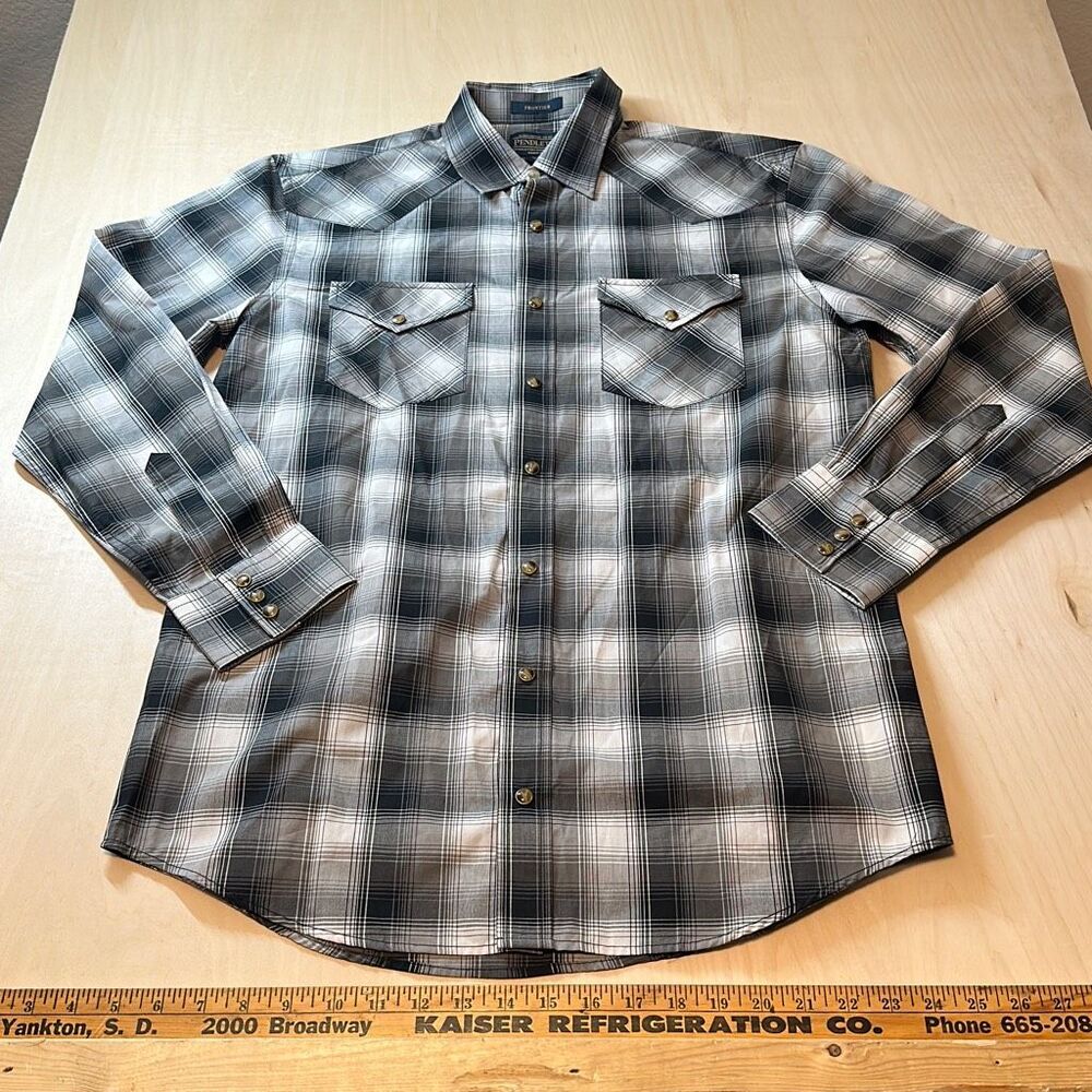 Pendleton Frontier Plaid Snap Buttons Long Sleeve Button Up‎ Shirt Men's Size M